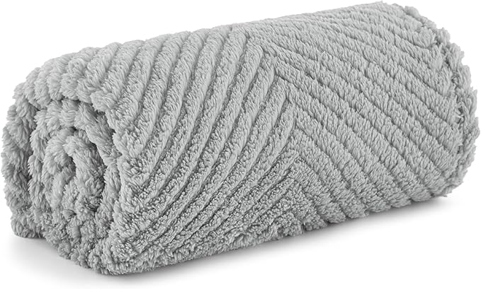 Bedsure Dog Blanket for Medium Dogs Washable - Soft Fluffy Puppy Blanket with Premium 300GSM Coral Fleece, Cozy Calming Cat Blankets for Indoor Cats, Fuzzy Pet Blanket for Kitten Doggy, Light Grey