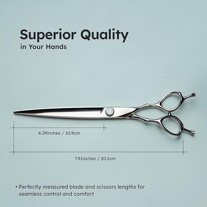 8" Dog Grooming Scissors  Handcrafted, Ergonomic, VG10 Stainless Steel for Sharper, Tougher, Better Edge Retention, Lightweight Shears with 3D Convex Blade for Dogs and Cats