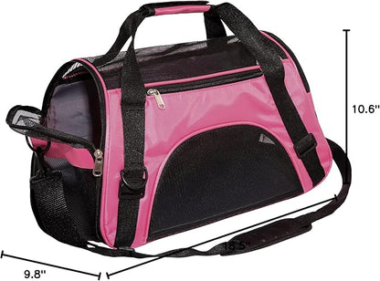 Pet Carrier Soft-Sided Carriers for Cat Carriers Dog Carrier for Small Medium Cats Dogs Puppies Pet Carrier Airline Approved up to 15 Lbs Cat Dog Pet Travel Carrier (Medium,Pink)