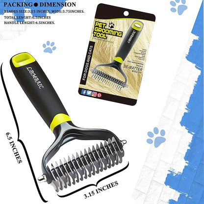 Dog Brush for Shedding Safe Blade Undercoat Rake for Dogs Reduce Knots&Matted&Tangles Easily for Large or Small Long Hair Dogs and Cats.