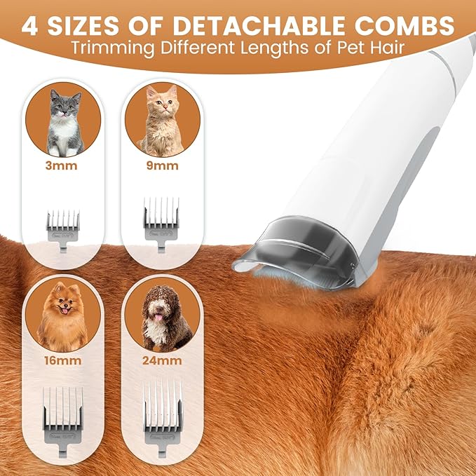 Dog Grooming Vacuum, Pet Grooming Kit, Dog Clipper Nail Trimmer Grinder, 2.5L Dust Cup 7 Grooming Tools 11000Pa Dog Vacuum for Shedding Grooming, Pet Grooming Vacuum for Dogs, Home Cleaning, PG50 Plus
