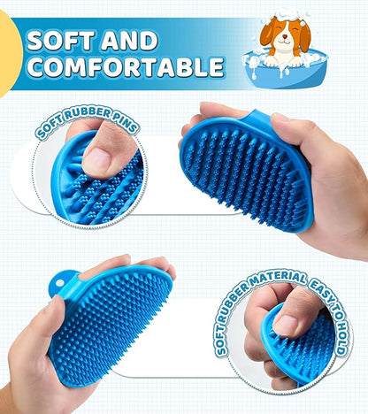 4 Pack Dog Bath Brush  Soft Silicone Pet Shampoo Brush for Dog & Cat Grooming, Massage & Cleaning  Gentle Scrubber for Bathing and Deshedding