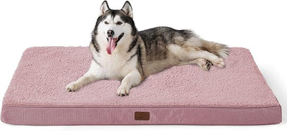 Bedsure Extra Large Dog Bed for Large Dogs - Jumbo Orthopedic Waterproof Dog Beds with Removable Washable Cover, Egg Foam Pet Bed Mat Pink