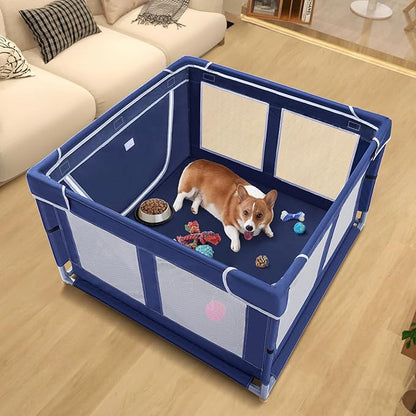 Dog Playpen Made of Thickened Stainless Pipe and 600D Oxford Cloth, 42_42 Inch Puppy Playpen, 25 Inch Height Pet Playpen for Puppy and Small Dogs, Keep Pets Secure