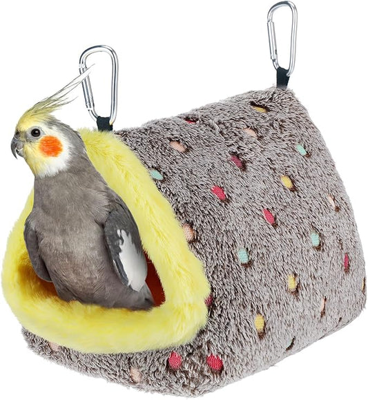 MEWTOGO Medium Warm Bird Nest House - Cozy Bird Bed for Cage with Mat, Hanging Hammock Shed Hideaway Hut for Budgerigar Monk Parakeet Rose-Ringed Parakeet Plain Parakeet Sun Conure Cockatiel