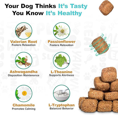 Doggie Dailies Calming Chews, Melatonin & Chamomile for Stress Relief, Relaxation & Anxiety (Peanut Butter, 225 Soft Chews)