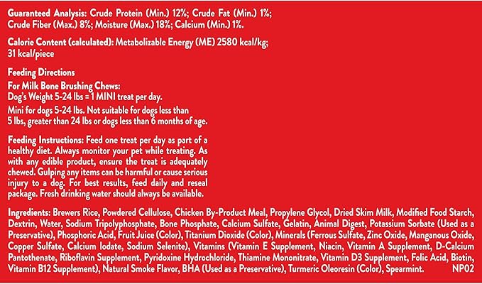 Milk-Bone Fresh Breath Brushing Chews, 48 Mini Daily Dental Dog Treats Scrubbing Action Helps Clean Teeth