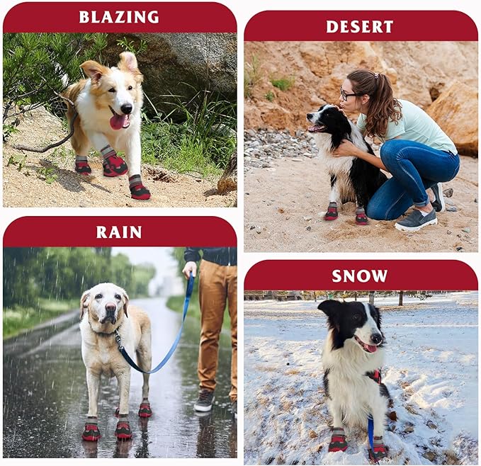 Dog Shoes for Large Medium Small Dog, Mesh Breathable Dog Shoes for Hot Pavement, Anti-Slip Dogs Boots Paw Protectors with Reflective for Outdoor Walking Indoor Hardfloors (Size 8)