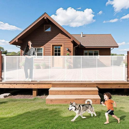 236" Retractable Baby Gates Dog Gate Extra Wide, 42" Tall Child Pet Safety Gate with Reinforced Strips for Stairs, Long Mesh Garage Gates Fence for Outdoor Indoor Large Openings Driveway Decks Patio