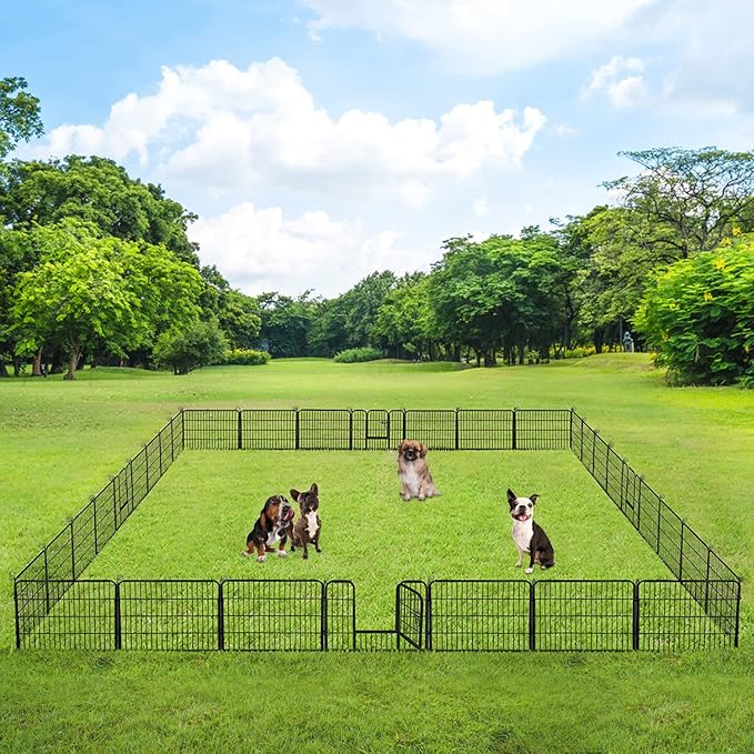 BestPet | Dog Playpen | 24 Inch, 32 Panels | Heavy Duty Metal Pet Exercise Pen | Indoor Outdoor Fence Panels | Rust-Resistant, Removable, Tool-Free Setup | Anti-Skid, Expandable Design