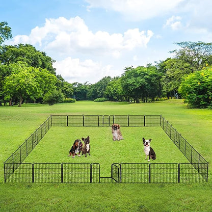 BestPet | Dog Playpen | 24 Inch, 32 Panels | Heavy Duty Metal Pet Exercise Pen | Indoor Outdoor Fence Panels | Rust-Resistant, Removable, Tool-Free Setup | Anti-Skid, Expandable Design