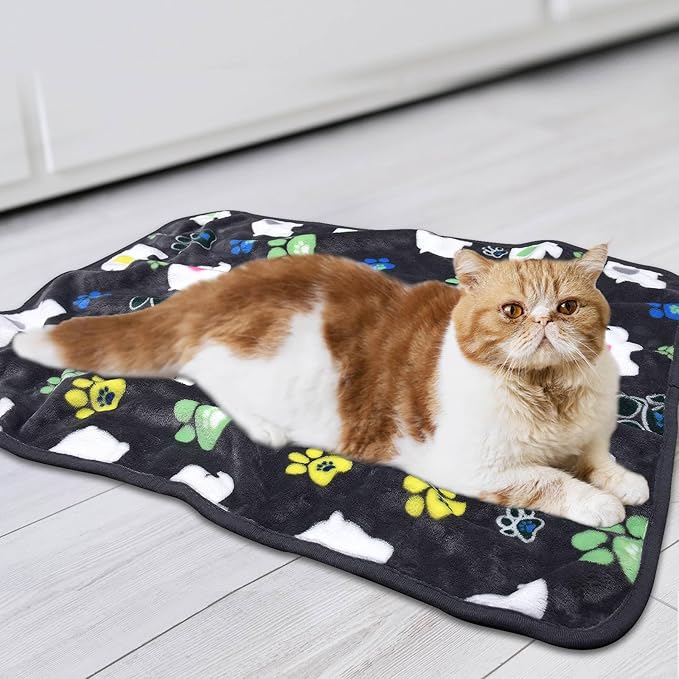 Rezutan Dog Blankets for Large Dogs,1 Pack 3 Dogs Blankets for Large Medium Blanket, Super Soft Fluffy Premium Fleece Pet Blanket Flannel Throw, 41x31 inch, Grey/Blue/Yellow