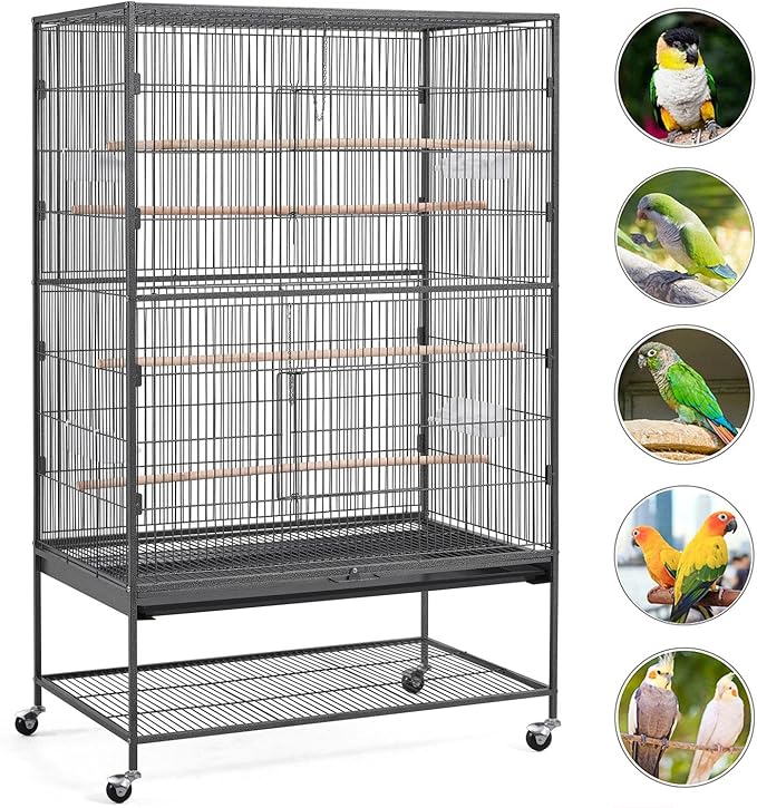 Yaheetech 60.5inch Extra Large Bird Cage Metal Parrot Cage Flight Cage for Cockatiels African Grey Quaker Green Cheek Sun Conure Medium Birds Parrots