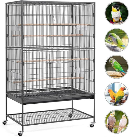 Yaheetech 60.5inch Extra Large Bird Cage Metal Parrot Cage Flight Cage for Cockatiels African Grey Quaker Green Cheek Sun Conure Medium Birds Parrots