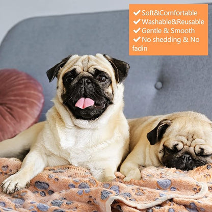 Chumia 40 Pcs Blankets Soft Fluffy Fleece Washable Pet Dog Sleep mat Paw Print Pattern Fleece Blankets for Pets Throw Warm Bed Mat for Dog Puppy Cat(24 x 16 Inch,Pink, White, Brown, Purple)