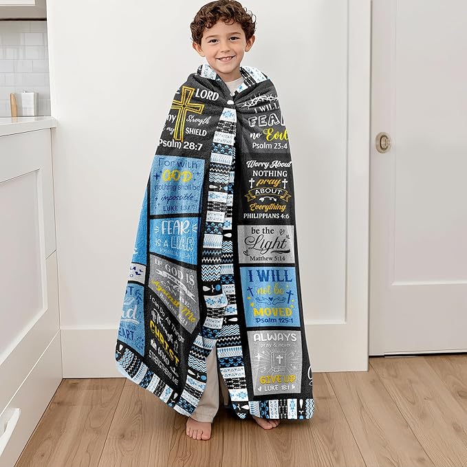 Christian Gifts for Men, Baptism Gifts for Boys, Christian Blanket for Men Faith, Bible Verse Inspirational Religious Catholic Spiritual Gift for Man, Dad, Son, Soft Flannel Throw Blanket 50"x40"