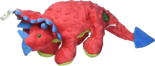 goDog Dinos Frills Squeaky Plush Dog Toy, Chew Guard Technology - Red, Large