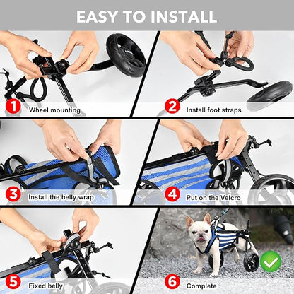 2024 Upgraded Dog Wheelchair for Back Legs Small Wheelchair for Dogs with Disabled Hind Legs Walking Adjustable Dog Carts with Heavy Duty Wheels