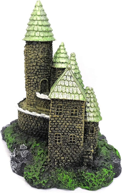 M2cbridge Aquarium Decor Castle Shipwreck Ornament Underwater Landscape(Green Castle)