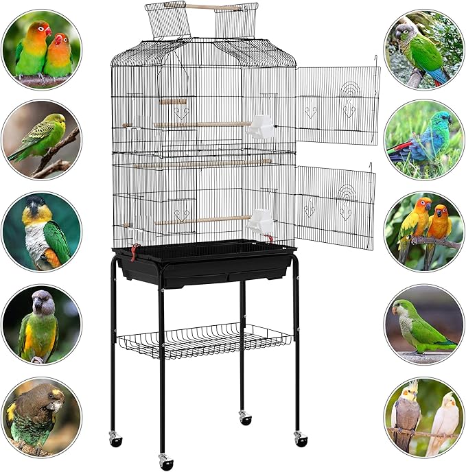 Yaheetech 67.5inch Height Extra Large Bird Cage Cockatiel Cage Metal Parrot Cage w/Slide-Out Tray & Feeders & Detachable Rolling Stand