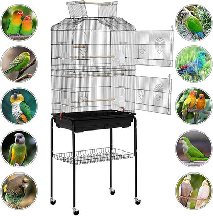Yaheetech 67.5inch Height Extra Large Bird Cage Cockatiel Cage Metal Parrot Cage w/Slide-Out Tray & Feeders & Detachable Rolling Stand