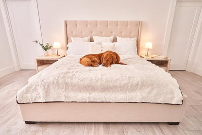 PupProtector Waterproof Throw Blanket for Dogs and Cats, Pet Blanket Cover for Couches, Sofas, Beds, Car Seats, Furniture, Calming Soft Faux Fur, Short White, Original (60" L x 50" W)