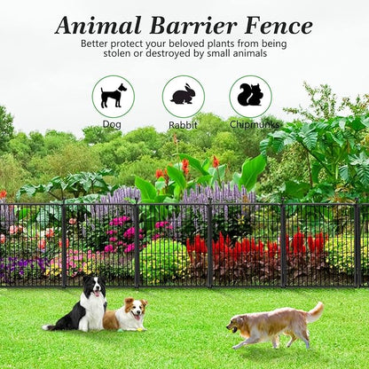 Decorative Garden Fence with Gate, 32in x96ft 42 Panels Metal Fence Panels Heavy Duty Dog Fencing Outdoor Fences for Yard, Rustproof Garden Fencing Flower Bed Edging for Patio Decor