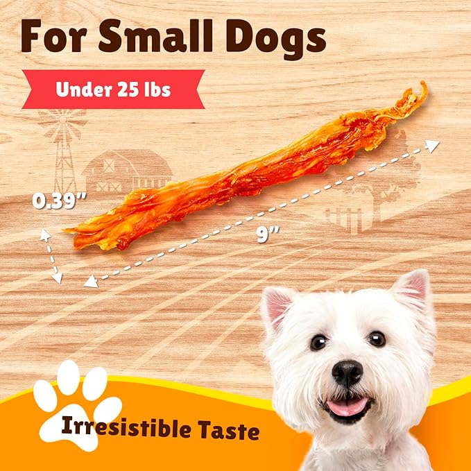 Gootoe Turkey Tendon Dog Treats, Strips 3oz, 100% USA-Sourced Turkey, Natural Snack, Premium Puppy Chews, Hypoallergenic, Rawhide Free, Reseal Value Bags, Size for Small Dogs