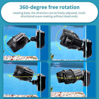 hygger 2100GPH Double Head Aquarium Wave Maker, Quiet 5W Aquarium Circulation Pump, with Strong Magnetic Suction Base, 360°Adjustable Power Head, for 40~110 Gal Tank