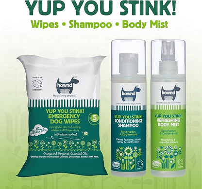 Hownd Yup You Stink Odor Deodorizing & Deep Clean 2-in-1 Dog Shampoo and Conditioner - Hypoallergenic, Vegan, pH-Balanced, Odor Control for Smelly, Itchy Dogs - Cedarwood and Eucalyptus