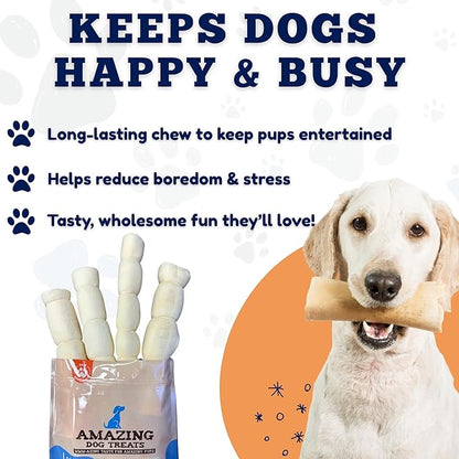 Amazing Dog Treats - Beef Cheek Rolls (Mega Thick 10" - 3 Pcs) - Safe Rawhide Alternative Dog Chew - Great for Power Chewers - Long Lasting Dog Chew - Retriever Rolls for Dogs