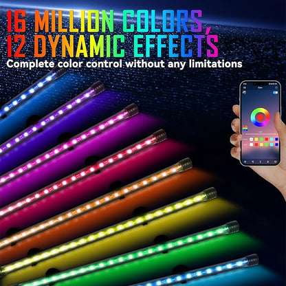 Smart App-Controlled RGB LED Aquarium Light with 16 Million Colors & 12 Dynamic Effects, Underwater Fish Tank Light with Timer, Submersible LED Lights with Adjustable Brightness and Speed - 19''