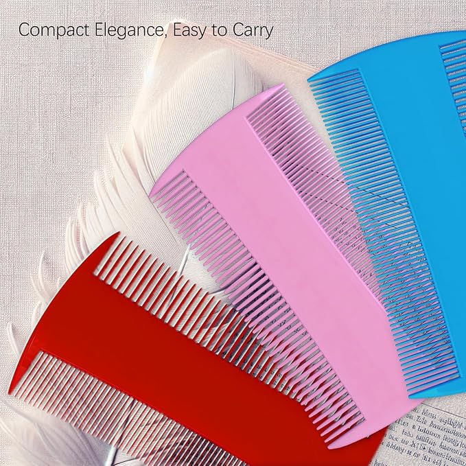 Double-Sided Pet Grooming Comb Set, 6-Pack Flea and Lice Combs with Rounded Teeth, Professional Dematting Tool for Pets