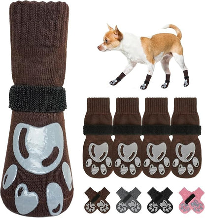 BEAUTYZOO Dog Socks, Non Slip Dog Socks to Prevent Licking Paws -Dog Shoes for Hot/Cold Pavement, Dog Boots & Paw Protectors, Dog Booties for Hardwood Floors, Small Medium Large Senior Dogs