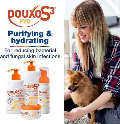 Douxo S3 Pyo Shampoo, Contains 3% Chlorhexidine & 0.5% Ophytrium, Antiseptic & Hydrating, For Bacterial or Yeast Skin Infections, For Dogs and Cats, 6.7 fl. oz. (200mL)