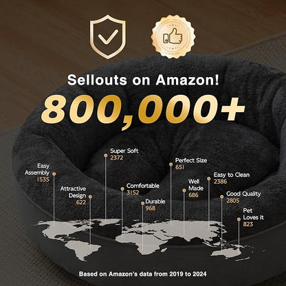 Love's cabin Round Donut Cat and Dog Cushion Bed, 20in Pet Bed for Cats or Small Dogs, Anti-Slip & Water-Resistant Bottom, Super Soft Durable Fabric Pet beds, Washable Luxury Bed Solid Grey