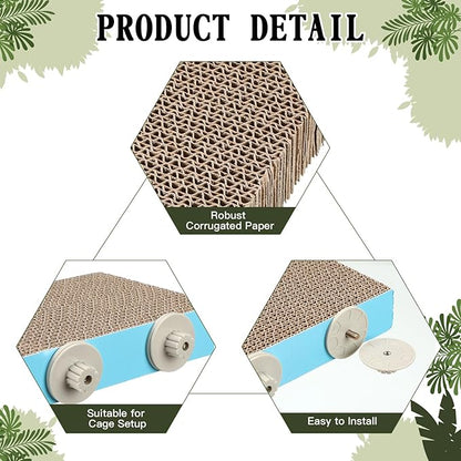 2 Pieces Bird Chew Toy Parrot Cage Perch Cardboard Platform Bird Paw Grinding Stand Parrot Cage Playground for Macaws, Small Parakeets, Conures, Budgies, Finches Conure Cockatiel (Medium)