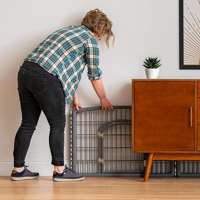 IRIS USA Puppy Playpen Dog Playpen Fence Enclosure with Dog Gate Door - Indoor Pet Playpen - 4 or 8 Panel