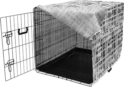 Ambesonne Black and White Dog Crate Cover, Watercolor Stained Pattern Tie Dye Digital Print Shibori Inspired Hippie, Easy to Use Pet Kennel Cover for Medium Large Dogs, 36 Inch, White Black