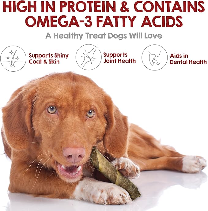 Riley's Cod Skins for Dogs - Air Dried Single Ingredient Dog Treats - Long, Hand Wrapped Cod Skin Dog Treats - Sustainably Caught in Iceland - 2 Pack 10 inch Chew Sticks