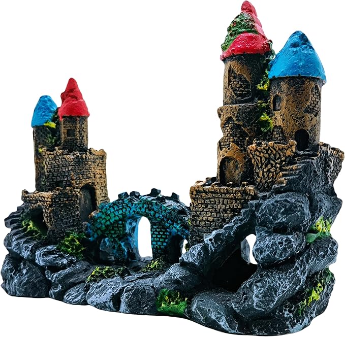 M2cbridge Antique Roman Column Ruins European Castle Aquarium Decorations Fish Tank Hideout Rocks (Medium Castle)