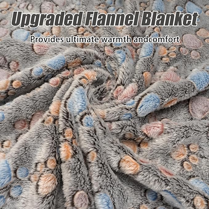 Rezutan Upgraded Dog Blankets for Large Dogs, Dog Cat Flannel Blankets Washable, Soft Pet Mat Throw Cover for Kennel Crate Bed, Cute Paw Pattern, Dog Blanket, Pet Blanket