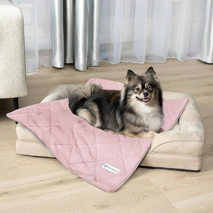 PetAmi Premium Cooling Dog Blanket | Lightweight Fluffy Pet Throw Blanket Bed Cover for Dogs, Cat, Puppies | Pet Blanket Furniture Protector Couch Sofa | Reversible Fuzzy Cozy | 24x32, Pink