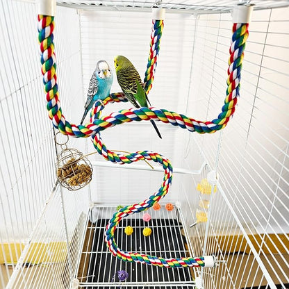 31.5-Inch _ 0.8-Inch Diameter Nipple Style Bird Rope Perch, Bird cage Accessories, Rope perches for Conures,Parrots,Cockatiel,Lovebird,Budgerigar,Parakeet perches Birds Standing Pole