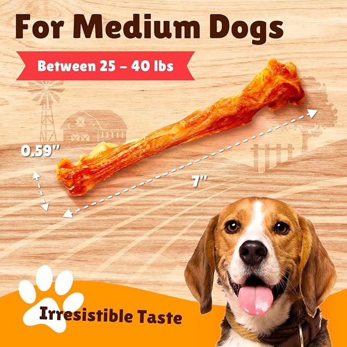 Gootoe Turkey Tendon Dog Treats  100% USA-Sourced, Natural Snack, Premium Training Chews, Hypoallergenic, Reseal Value Bags, Size for Medium Dogs, Stick (Medium) 6 Unit/Pack