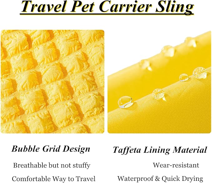 Dog Carrier Sling Cat Purse Carrier Bag Puppy Carrying Bag Pet Body Holder for Small Breeds Daily Use Walking Travel Outdoor, Yellow