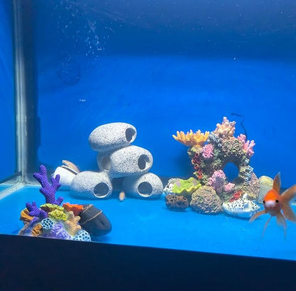 Aquarium Rock Decorations Resin Cichlids Rock with Artificial Moss Betta cave Betta Fish Tank Accessories Fish hides for Aquarium (Rock Cave)