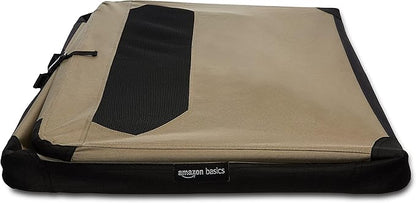 Amazon Basics Folding Soft Crate for Cat, Dog, Rabbit, Portable and Collapsible, 36 Inch, Tan, L 36" x 24" x 24"