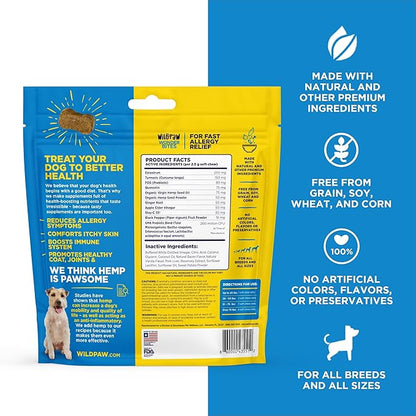 WILDPAW WonderBites for Fast Allergy Relief - Pet Supplement to Support Itchy Skin & Allergy Relief - Dog Skin & Coat Health Supplement - 90 Soft Chews