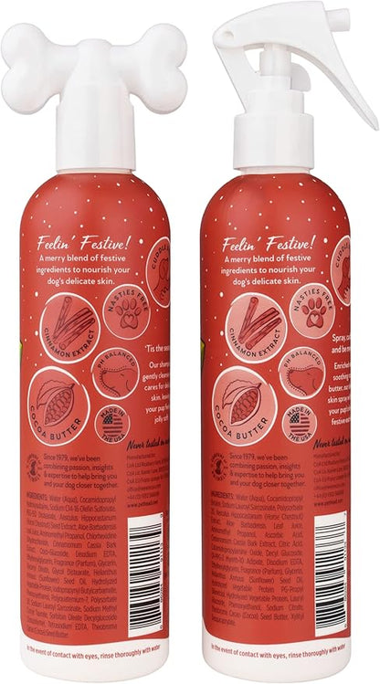Pet Head Festive Dog Shampoo and Spray Set | Roasted Chestnut with Cinnamon Scent |Christmas Shampoo for Dogs with Sensitive Skin | Vegan | Gentle Formula for Puppies | Made in USA | 10.1 fl. oz. each